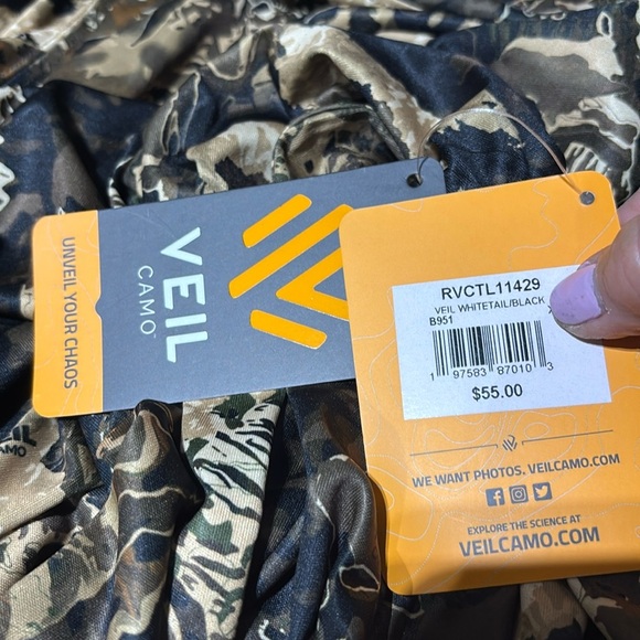 Veil Camo Whitetail/Black,Moisture Wicking, UPF 50 Performance Tee, Hunting,Camo - Picture 10 of 11
